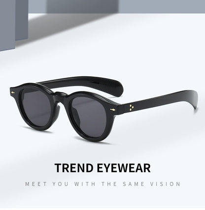 Óculos de sol pequenos redondos da moda femininos retrô com lentes transparentes Ocean Shades UV400 masculinos com rebites estilo punk