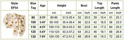 Kids Casual Autumn Long Sleeve Pajamas Set Boys and Girls Cartoon Print Home Wear Comfortable Soft Fabric Sleepwear