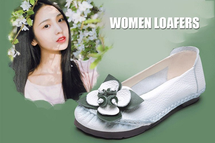 Vintage Plain Oxfords Shoes Women's Genuine Leather Flats Ladies Laced Up Moccasins Elderly Woman Square Toe Driving Loaferss