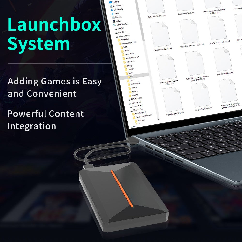 Hyper Base Lbox 500GB Gaming Hard Drive For PS4/PS3/PS2/Wii/Wiiu/Gamecube/Saturn With 3700+ Games Plug&Play For Win PC Launchbox