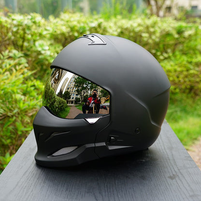 Black Matte Motorcycle Helmet Men Stylish Full Face Winter  Removable Front Face