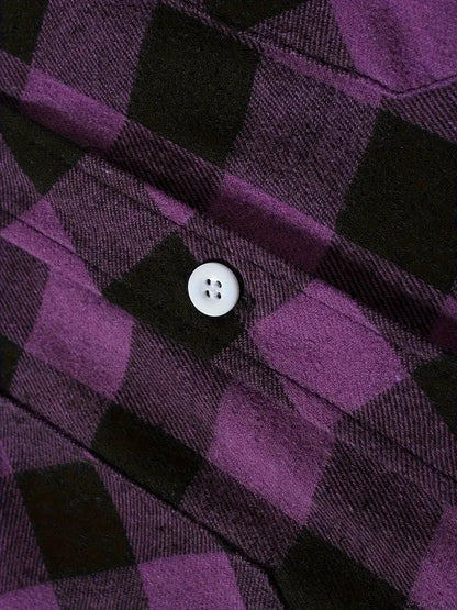 Spring and Autumn Fashion Cotton Long Sleeve Men's Shirt New Brushed Red Plaid Business Leisure Fit Flannel No iron