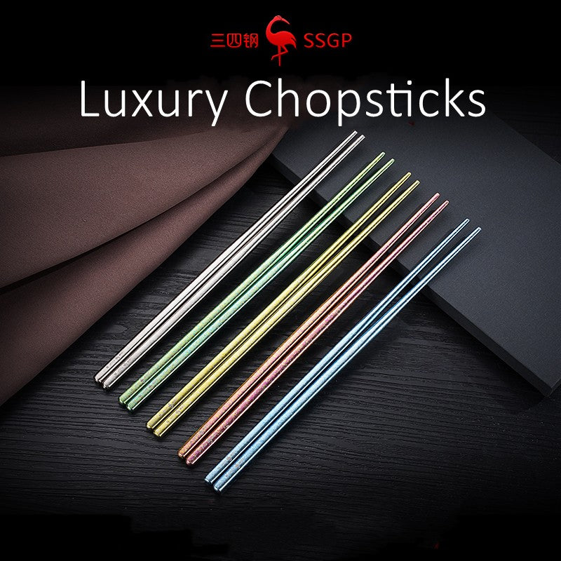 Luxury 10 Pcs Pure Titanium Chopsticks Corss Infection Avoid 5 Color Heat Insulation LFGB Certificate Chinese Family Tableware