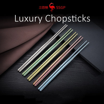 Luxury 10 Pcs Pure Titanium Chopsticks Corss Infection Avoid 5 Color Heat Insulation LFGB Certificate Chinese Family Tableware