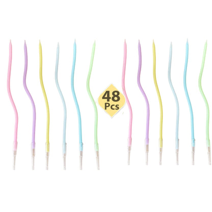 6/12/48pcs Birthday Candles Spiral Cake Candles  Long Thin Cake Candles For Wedding Party And Cake Decoration