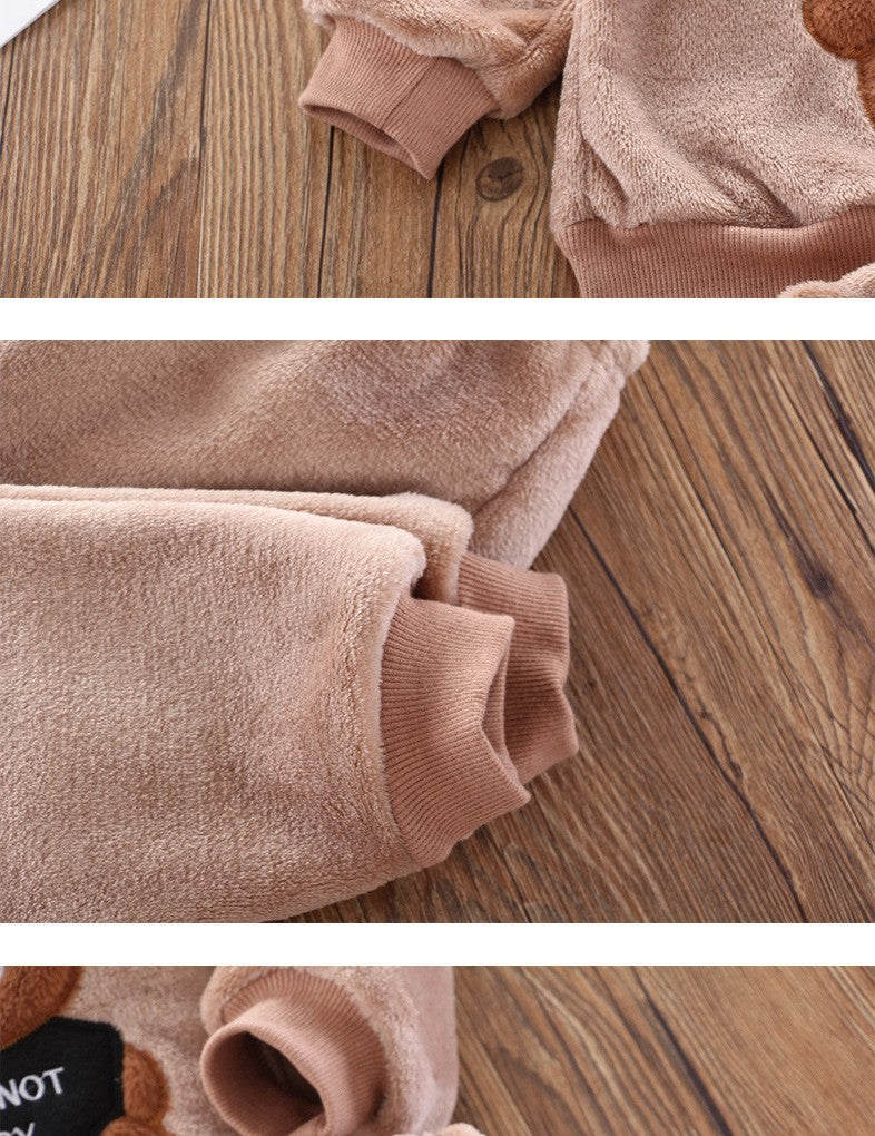 New Winter Baby Girls Boys Homewear Sets Autumn Fashion Flannel Fleece Clothes Kids Cartoon Bear Sleepwear Children Pajamas