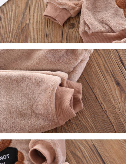 New Winter Baby Girls Boys Homewear Sets Autumn Fashion Flannel Fleece Clothes Kids Cartoon Bear Sleepwear Children Pajamas