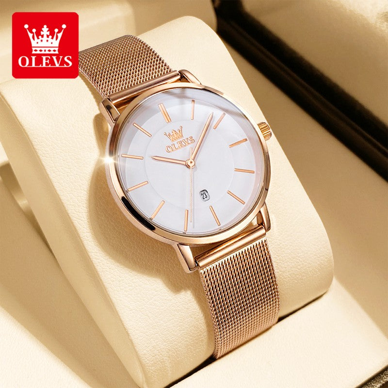 OLEVS 5869 Fashion Women's Watches Milanese Mesh Belt Waterproof Simplicity Versatile Quartz Watch for Lady Original Wristwatch
