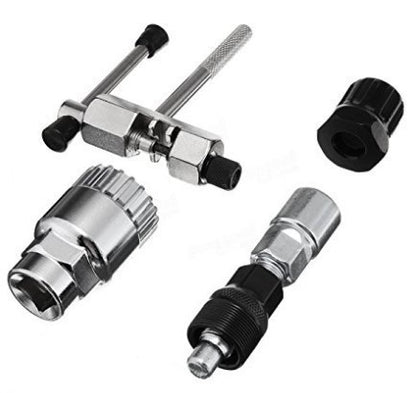 Kit de Ferramentas para Reparo de Bicicletas Extrator de Cassete Extrator de Suporte Ferramenta de Remoção de Volante de Bicicleta Cortador de Corrente Extrator de Pedivela Chave de Bicicleta