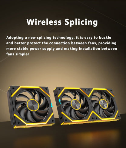 ICE Whale WX-1 Wireless Splicing PC Case Fan 120mm ARGB Mirror Cycle Effect 800-2000RPM 360mm Water-cooled Radiator Cooling Fan