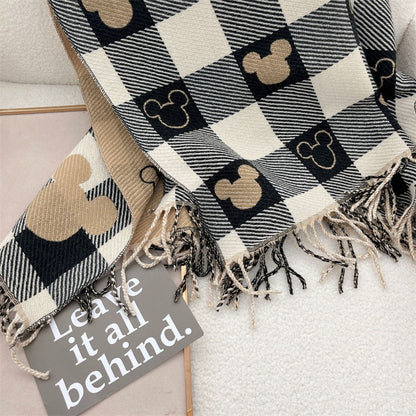 NOVA Lenço Feminino Disney Mickey Desenho Animado Fofo Mickey Meninas Lenço de Cashmere Macio Outono e Inverno Quente Moda Presentes de Feriado