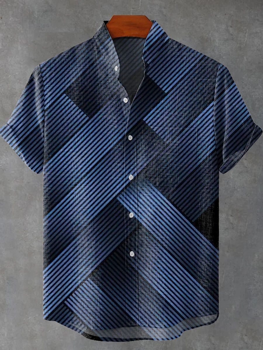 The new men's simple linen short-sleeved shirt has a comfortable and high-quality fabric, with stylish design and fashionable bu