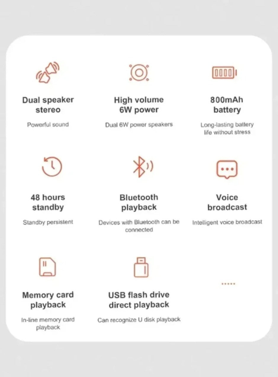 XIKCU Portable Dual Bluetooth Speaker Stereo Outdoor Tfusb Playback Fm Voice Broadcasting Portable Subwoofer 50 Wireless Speaker