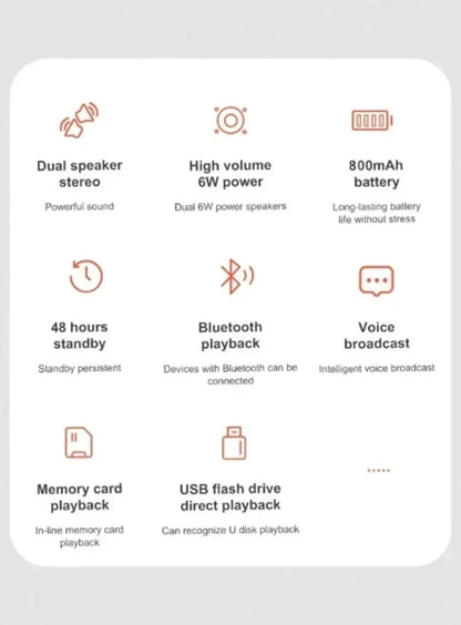 XIKCU Portable Dual Bluetooth Speaker Stereo Outdoor Tfusb Playback Fm Voice Broadcasting Portable Subwoofer 50 Wireless Speaker