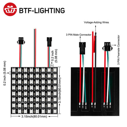 WS2812B RGB LED Panel Screen 8x8 16x16 8x32 256 Pixels Digital Flexible Programmed Individually Addressable Full Color DC5V