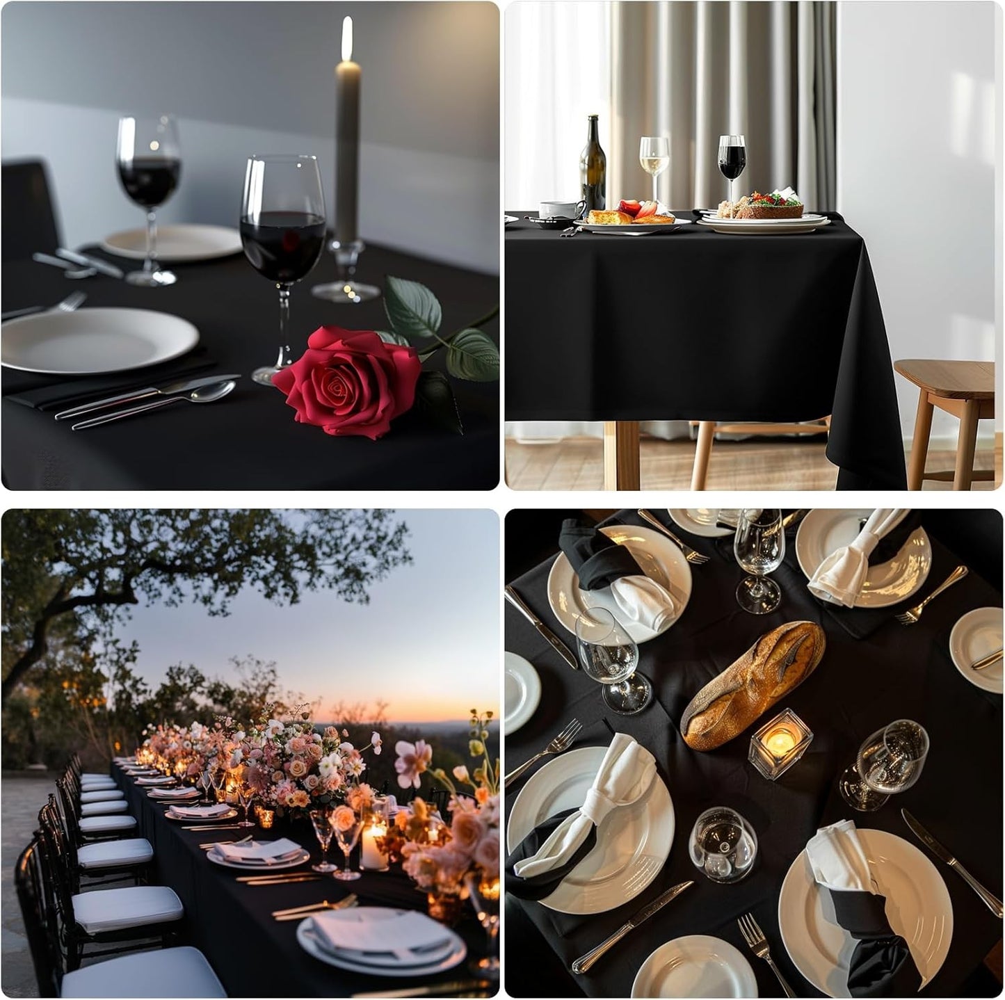 Black Rectangular Tablecloth - 54 x 108 inches - Disposable tablecloths for meals, parties and other occasions.