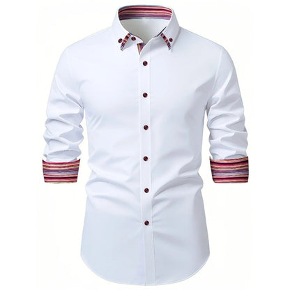 Men Tuxedo Shirt Brand New Men's Fashion Striped Long Sleeve Elastic Shirt Four Season Male Smart Casual Shirts
