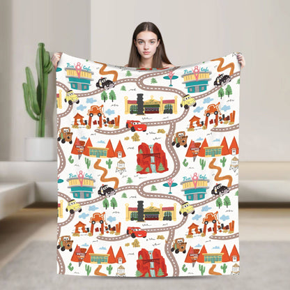 Mater Lightning McQueen Cars Blankets Flannel Spring Autumn  Multi-function Soft Throw Blanket for Home Travel Bedspread