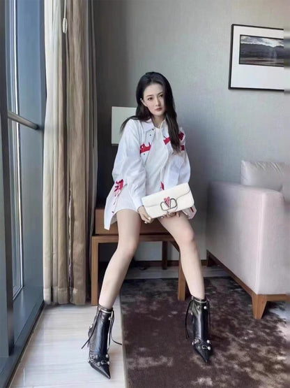 Autumn Winter Women Ankle Boots Sexy Pointed Toe Pole Dance High Heels Pumps Fashion Zip Rivet Chelsea Thin Shoes Female D171