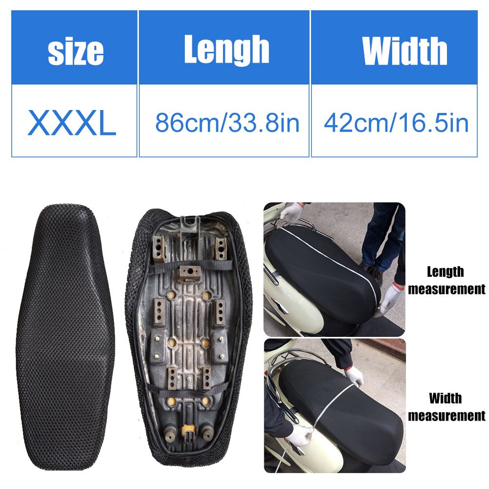 AUTCOAT 1 Peça Capa de Assento de Moto Scooter Ciclomotor Malha 3D Respirável Almofada Antiderrapante S-6XL
