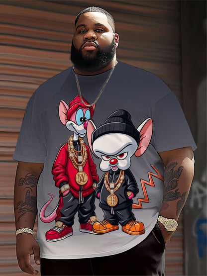 Men's Hip-Hop Cartoon T-Shirt - Casual,Crew Neck,Short Sleeve,100% Polyester,Regular Fit,Summer Streetwear for Running & Daily