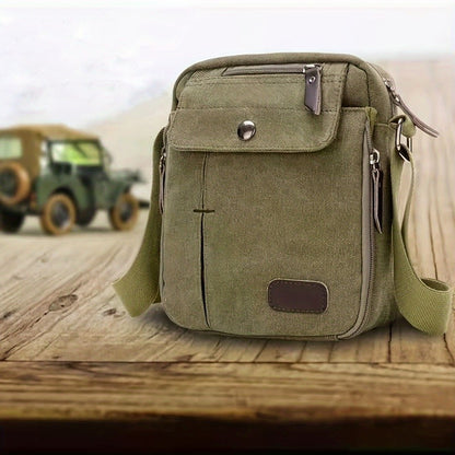 Unisex Canvas Crossbody Bag, Korean Style Outdoor Multi-Purpose Casual Shoulder Bag for Men, 1-Pack