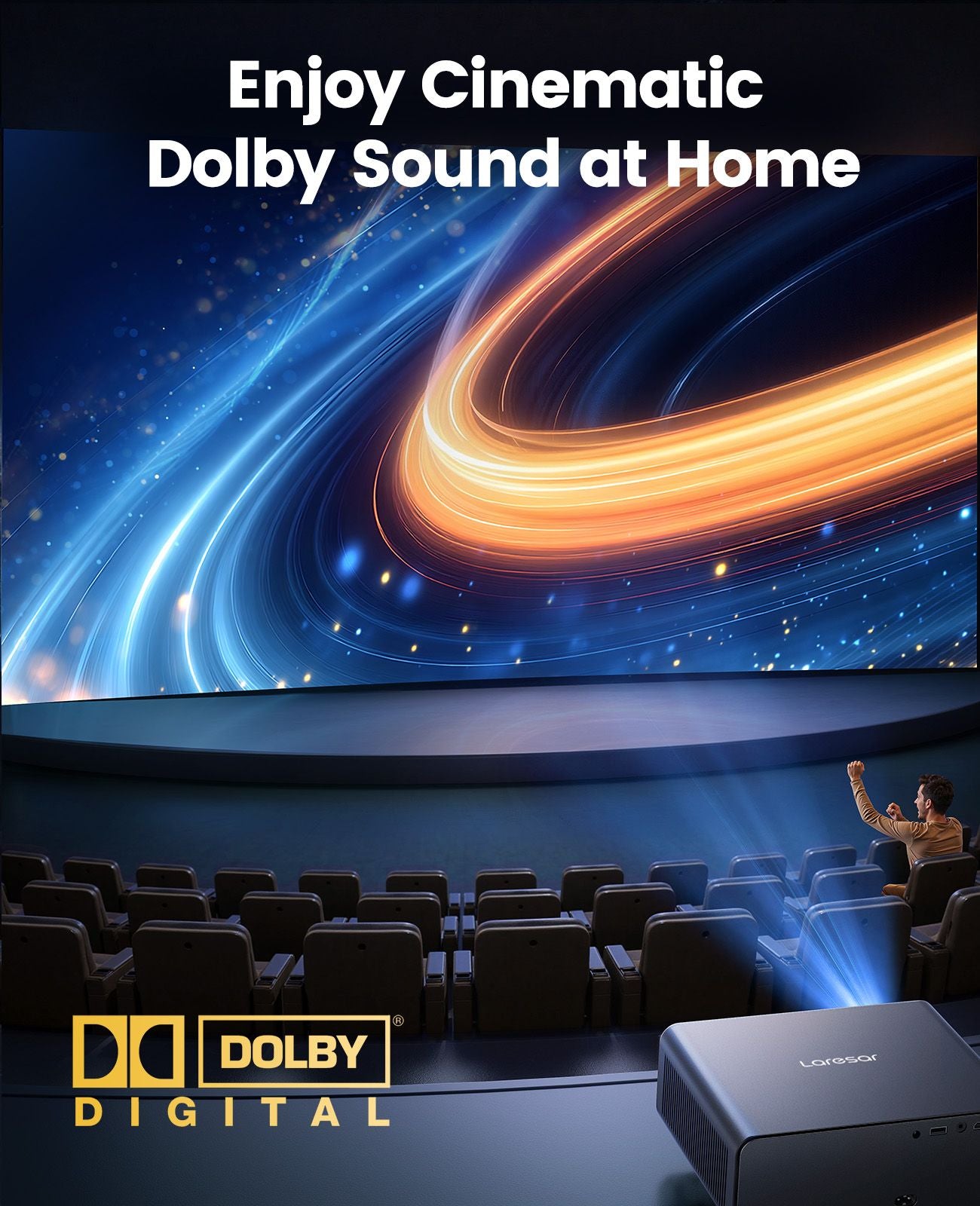 Projetor Lareser A1 4K 1000ANSI Oficial Netflix Linux Nativo 1080P Foco/Keystone Automático Dolby Audio WiFi6 BT5.2 Home Theater