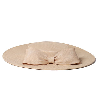 FS Elegante Chapéu de Aba Larga Marfim Feminino Grande Laço Ocasião Formal Kentucky Boné Feminino Casamento Coquetel Festa Fedora de Topo Reto 2024
