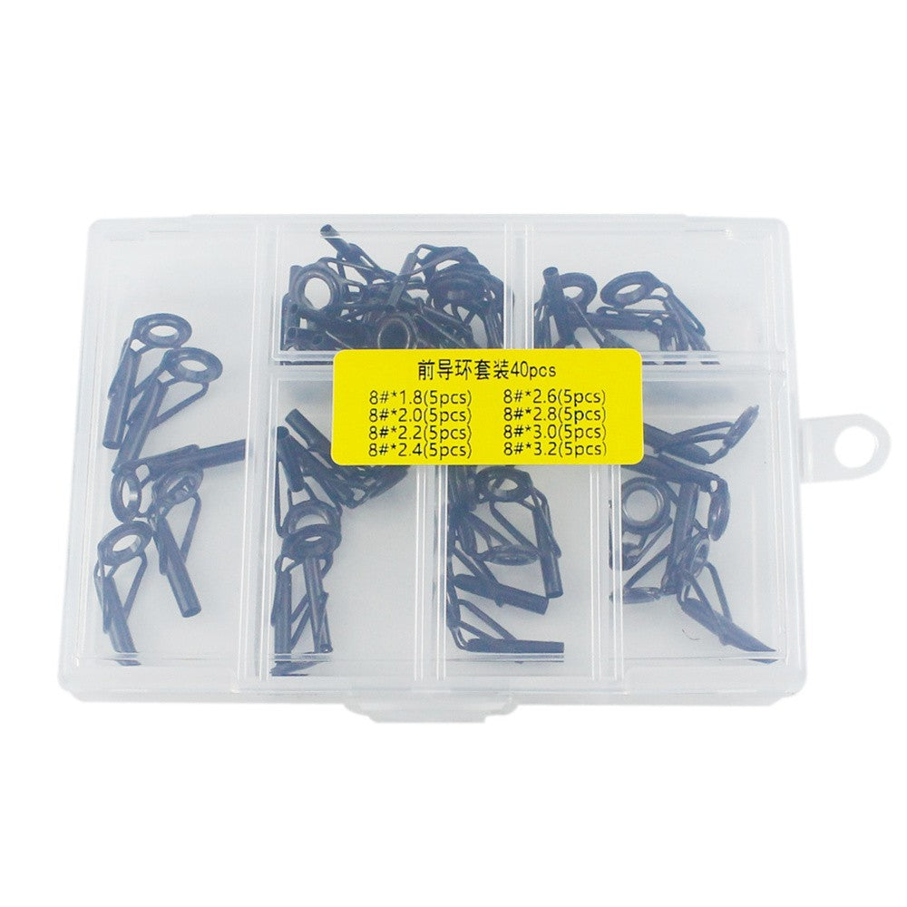 40 Peças/Caixa Anel Guia para Vara de Pesca Kit de Reparo Ponta Superior Conjunto 8# DIY Aço Inoxidável Molduras Cerâmica Ferramentas Acessórios de Pesca