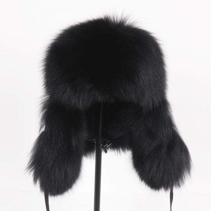 2025 Novo Chapéu Feminino Ushanka Russo de Pele de Raposa Natural Inverno Grosso Quente Orelhas Moda Chapéu Bomber Senhora Gorro Genuíno de Pele de Raposa Real