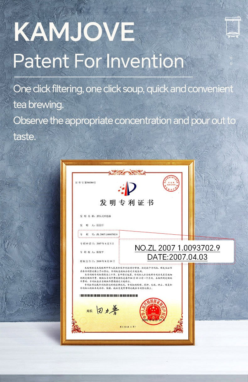 KAMJOVE Tea Pot for Infusions One-touch Tea Filtering Heat-resistant Glass Tea Cup 200/300/500/1000/1200ML Tea Brewing Kettle