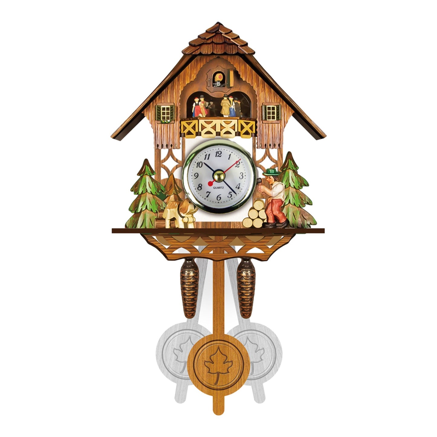 Bird Time Bell Swing Alarm Watch Imitation Wood Style With Easy-to-Read Dials Cuckoo Clock CM012