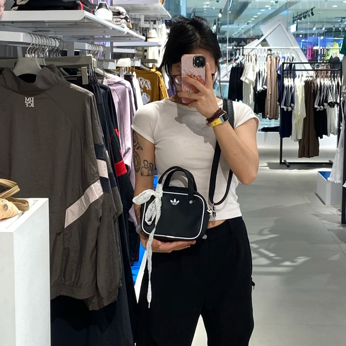 Clover men's and women's fashionable contrasting small square bags, sports single shoulder hand-held crossbody bags