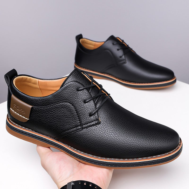 Men's Casual Business Leather Shoes Men Fashion Lace-up Derby Shoe Mens Light Comfortable Outdoor Driving Flats