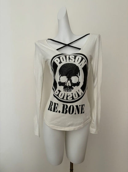 Vintage Aesthetic Fashion Long Sleeve Women T-shirt Gothic Punk Vintage Slim Fit Y2k Tops Harajuku Casual 200s Grunge Print Tees