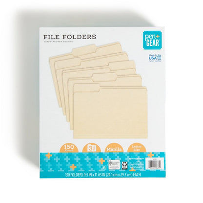 Letter Size Manila File Folders 150 Count 1/3 Cut Organizing Tabs Document Storage Office Supplies File Organization