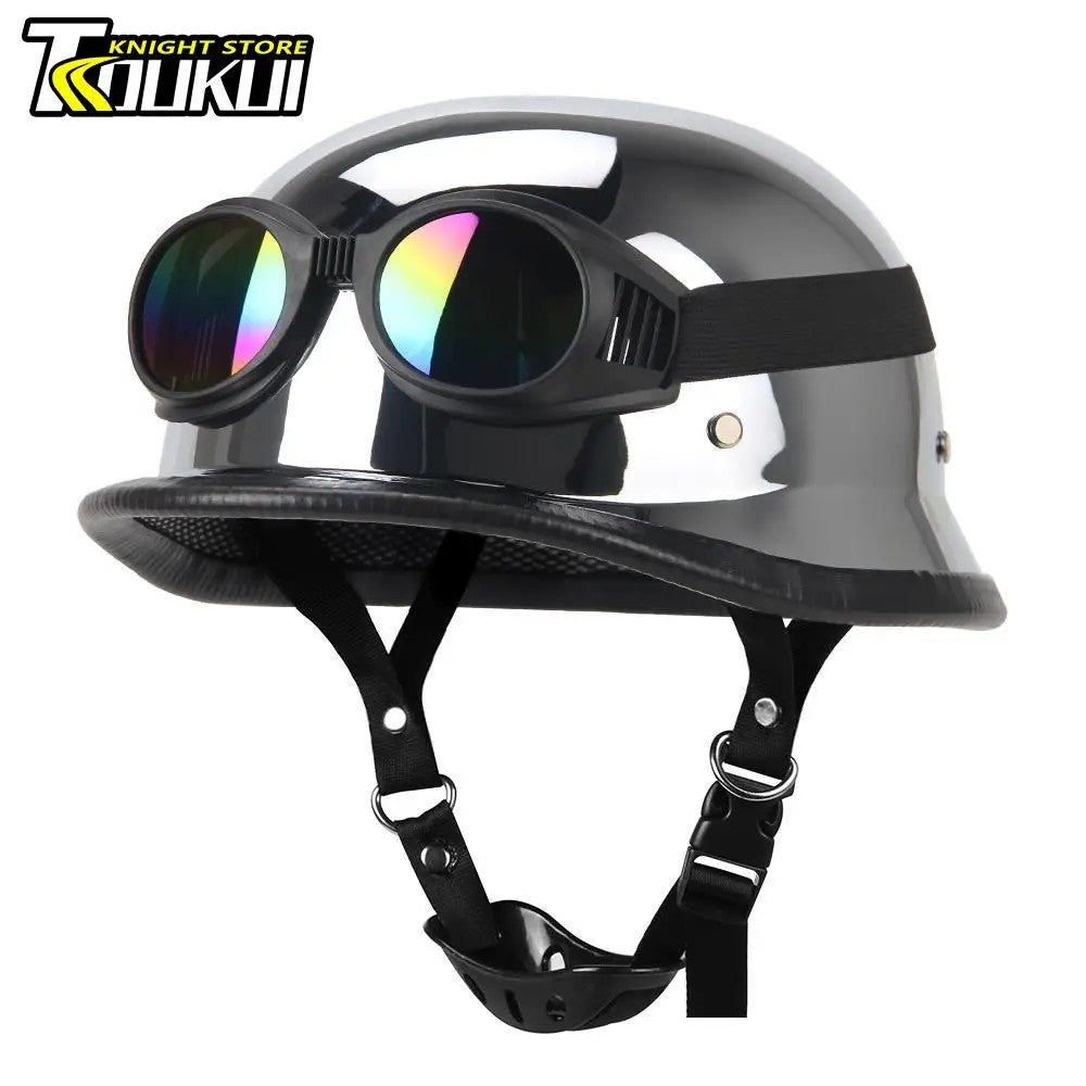 Capacete De Moto Retro Alemão Vintage Moto Capacete DOT Certificação Meio Capacete Homens Mulheres