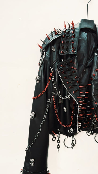 vintage Leather jacket Gothic Leather jacket Punk Leather jacketoversizeLeather jacket Rivet Leather jacket skull Leather jacket