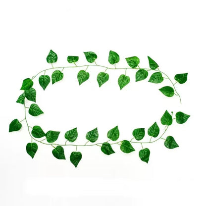 2.1M Green Ivy Leaf Hanging Vine Artificial Garland Silk Wall Plant Home Garden Decoration Wedding Party DIY Fake Wreath Leaves