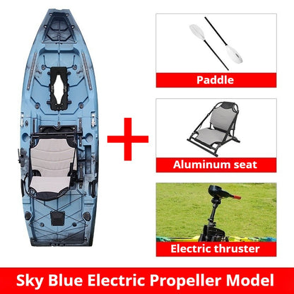 Caiaque Modular de 2 Lugares, Canoa HDPE Elétrica/a Pedal com Assentos de Alumínio, Barco de Pesca Portátil para Recreação em Lagos e no Mar