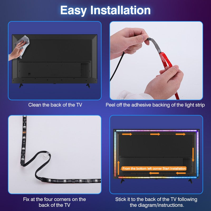Christmas Ambient TV LED Backlight Sync to Screen For 40-130 Inch Real-Time Sync Light Strip For 4K HDMI-Compatible 2.0 Device