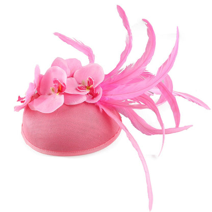 Fascinator Elegante de Lavanda com Flor Amarela Chapéu Derby para Senhora Chapéus de Igreja em Sinamay Fedora de Aba Larga Chapéu para Casamento Festa Vestido XMF320