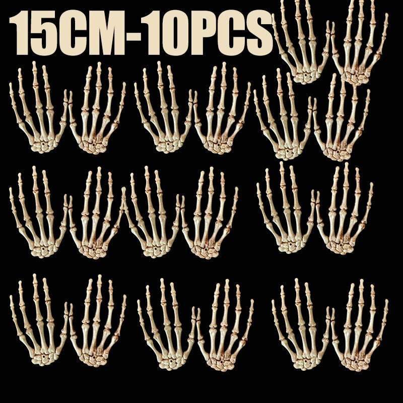 1 Pair Of Halloween Skeleton Hands Haunted House Bar Party Plastic Horror Props Dummy Hands Bones Halloween Scene Decor Supplies