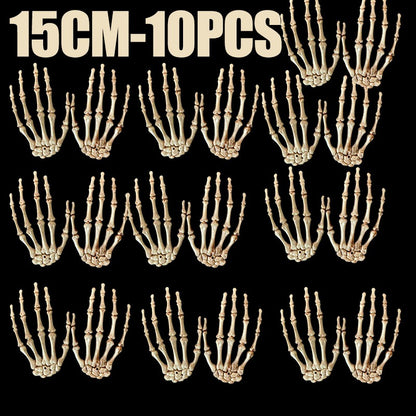 1 Pair Of Halloween Skeleton Hands Haunted House Bar Party Plastic Horror Props Dummy Hands Bones Halloween Scene Decor Supplies