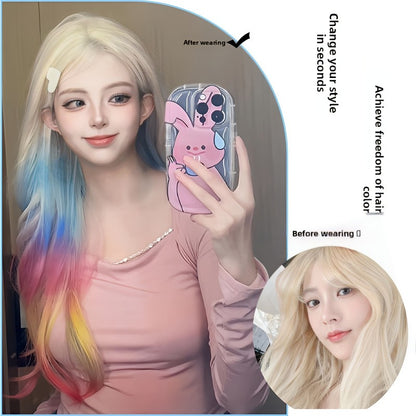 Extensões de Cabelo Cintilantes com Gradiente de Três Cores Presilhas de Cabelo Brilhantes com Efeito Arco-Íris Resistentes ao Calor