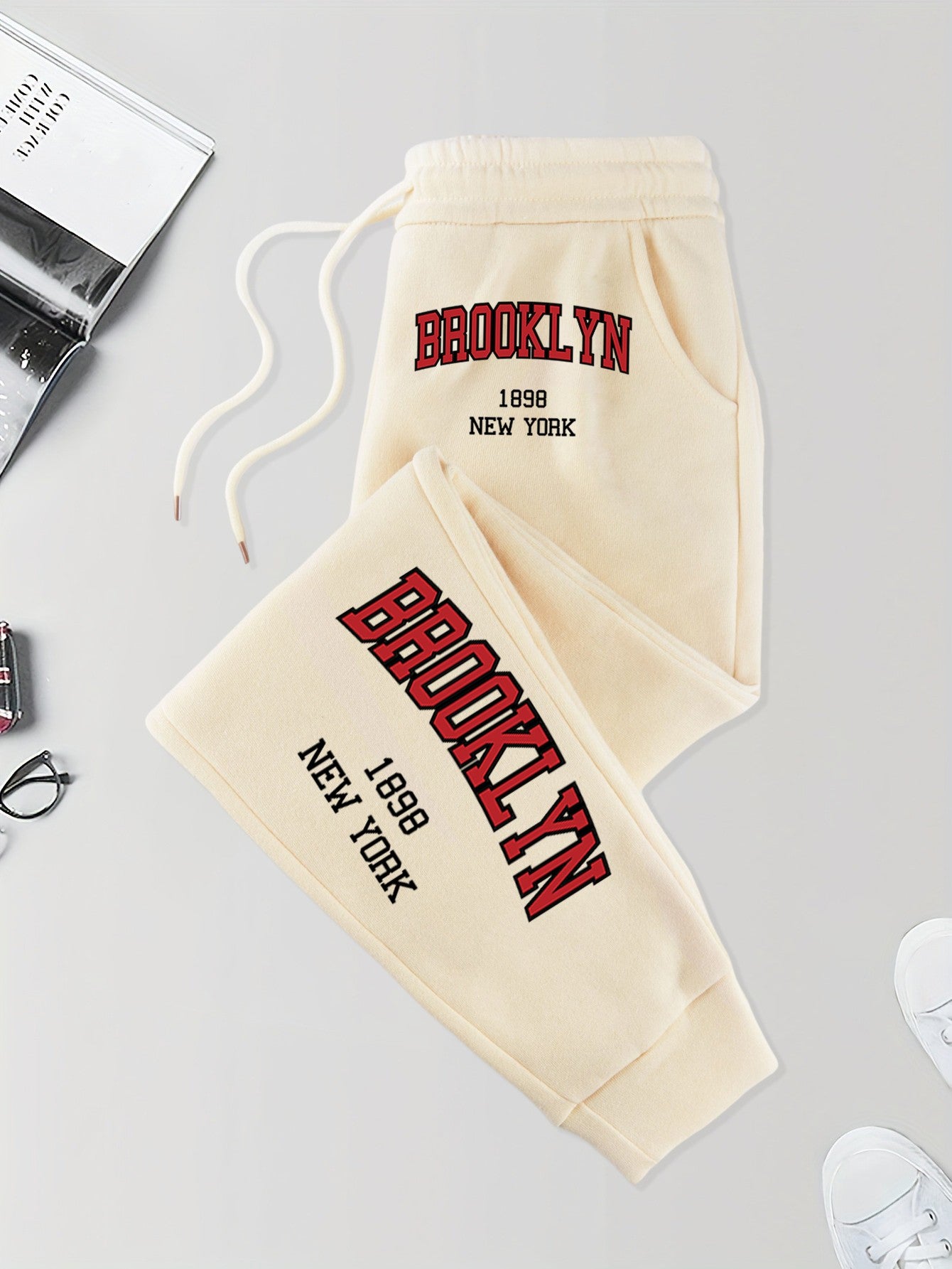 Brooklyn New York 1898 Prints Pocket Sweatpants Men'S Street Autumn Long Pants Elastic Waist Jogging Trousers Basic Comfy Pant