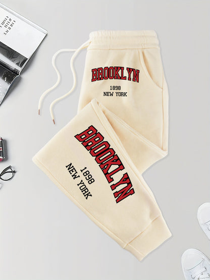 Brooklyn New York 1898 Prints Pocket Sweatpants Men'S Street Autumn Long Pants Elastic Waist Jogging Trousers Basic Comfy Pant