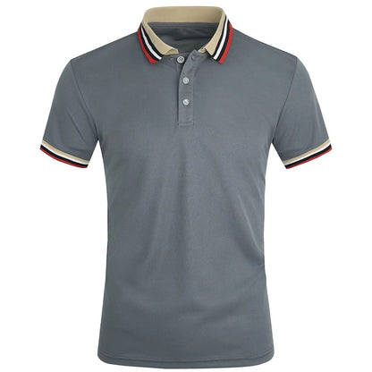 Men Summer Solid Casual Office Breathable Cotton Polo Shirt Fashion Brand Male Business High Quality Striped Short Sleeve Top