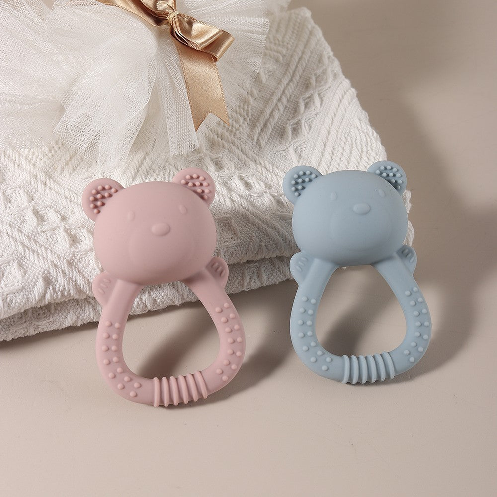 Hot sale cute bear baby rattle  silicone teether 0-1 year toy