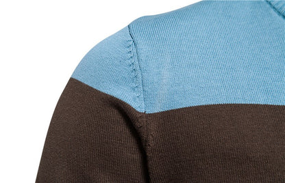 AIOPESON Mens Zipper Up Cotton Cardigan Sweater Casual Patchwork Fashion Autumn and Winter Knitted Sweaters for Men